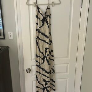 ALLSAINTS tan and navy tie dye slip dress maxi